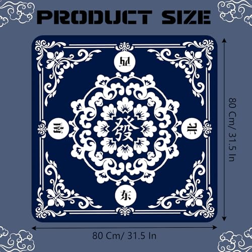 Blue Mahjong Mat for Table (31.5 X31.5 in), Non-Slip Noise Reduction | Mahjong Table Mat, Mah Jong Mat with Carrying Bag, Game Table Cover for Mahjongs Poker Card Dominoes, Christmas Gift - color: Fa