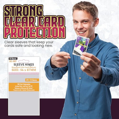 Sleeve Kings Standard Card Sleeves 56x87mm, 60 Micron, 110ct, SKS-8807 | 100% Clear Polypropylene, Acid-Free & PVC-Free, Compatible with Heat: Pedal to the Metal, Great Western Trail - size: 56 x 87 mm, style: Standard USA