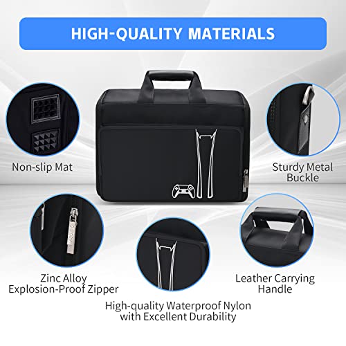 G-STORY Carrying Case Travel Bag, Storage Bag Compatible with PS5 Disc and Digital Edition with Shockproof Compartments, Included Silicone Cover Skin Protector - color: Hard Case- Black