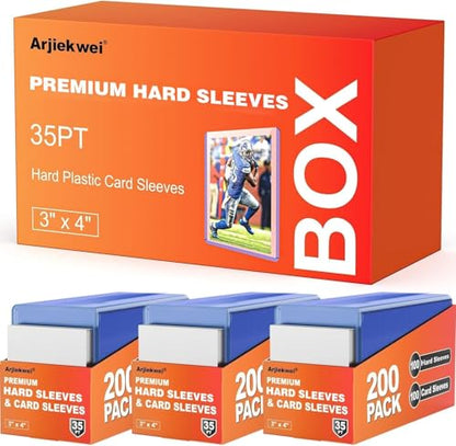100 Pack Card Sleeves Hard Plastic, Arjiekwei 3"X 4" Baseball Cards Protectors Plastic, Premium Card Holder for Trading Sports Baseball Football Game Cards (100 Hard) - size: 100 Hard Sleeves