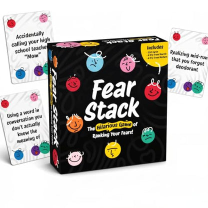 Fear Stack – What Freaks Out Your Friends and Family? A Fun Ranking Game for Adults and Kids | Includes 184 Cards, 4 Whiteboards, and 4 Markers