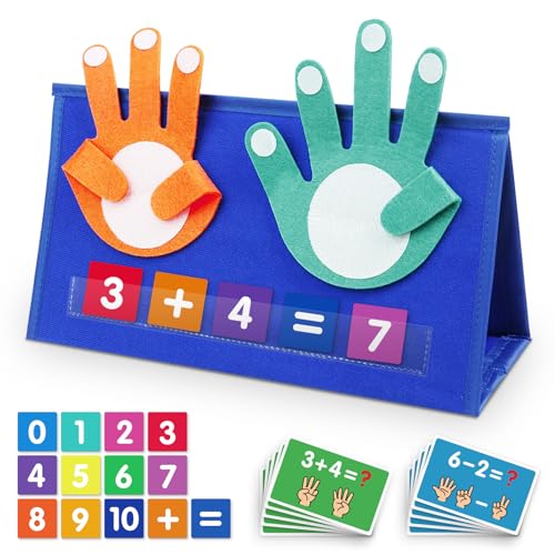 Auchq Preschool Learning Toys for Toddlers 3 4 5 Years Old, Montessori Educational Math Manipulates Number Counting Blocks for Kids, Finger Counting Math Desktop Toy for Boys Girls Birthday Gifts.