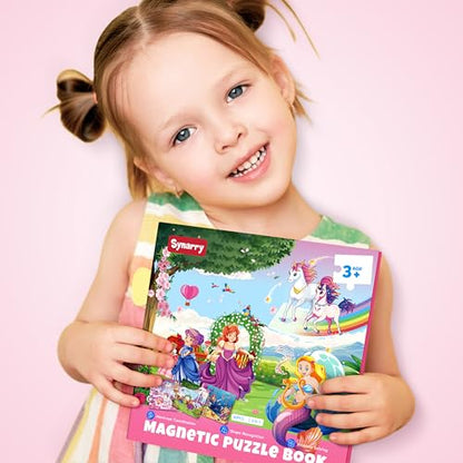 SYNARRY Unicorn Mermaid Princess Magnetic Puzzles for Kids 3-5, Travel Toys | 20-Piece Magnetic Travel Puzzle for Kids Ages 4-6, Car Airplane Road Trip Activities, Quiet Time Toys, Girls Birthday Gifts - style: Princess Mermaid Unicorn