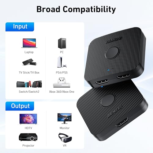 BENFEI HDMI Switch 4K@60Hz, Bi-Directional HDMI Switcher 2 Input 1 Output, 1 Input 2 Output, Supports 4K 3D HD 1080P Compatible for Firestick, Xbox PS4 Roku HDTV