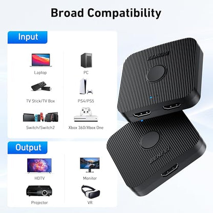 BENFEI HDMI Switch 4K@60Hz, Bi-Directional HDMI Switcher 2 Input 1 Output, 1 Input 2 Output, Supports 4K 3D HD 1080P Compatible for Firestick, Xbox PS4 Roku HDTV