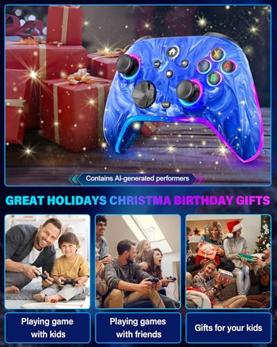 ZRZLMVP Wireless controller games for Sega Dreamcast Games | 1200mAh Rechargeable, with Vibration, Turbo, Wake Up, for Sega Dreamcast Games - color: Tie-dye Dark Blue