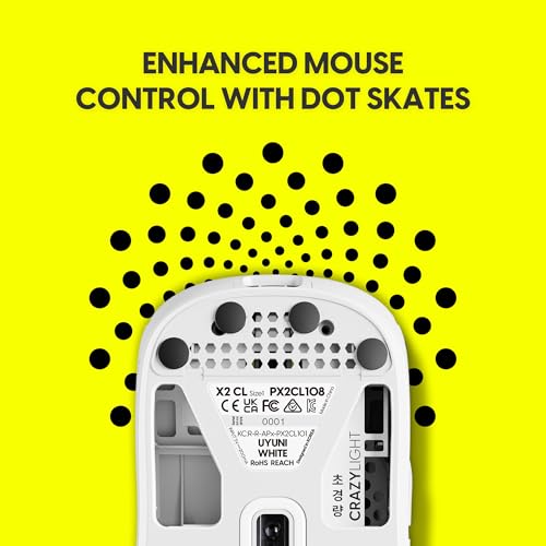 Pulsar Gaming Gears X2 Crazylight Wireless Gaming Mouse, Ultra Lightweight 1.23 oz (35g), Optical Switch, 32000 DPI, 750 IPS, XS-1 Sensor, 8k Compatible (Uyuni White) - color: Uyuni White, size: Mini, style: X2 CrazyLight