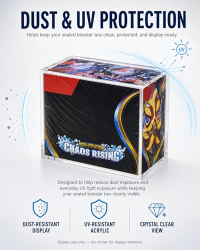 3-Pack Booster Box Acrylic Case for US-Size PKMN Booster Boxes | 5mm Ultra-Clear Acrylic with Magnetic Lids, Dust-Resistant and UV-Resistant Display, Inner Size: 5.4" L × 3.1" W × 4.9" H - size: (3-Pack)Booster Box Case