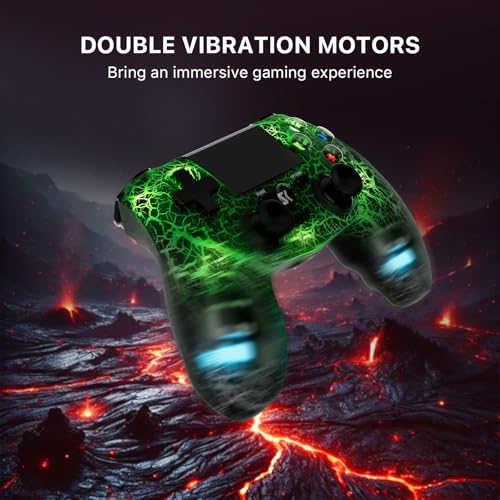Wireless Controller for PS4, Black Crack Custom Design, Adjustable RGB Light,1000mAh Battery, Double Vibration, 6-Axis, Built-in Speaker & 3.5mm Headphone Jack, Gamepad Compatible with PlayStation 4 - color: Black