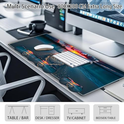 Large Gaming Mouse Pad Set with Wrist Support – 31.5" x 11.8" 4-in-1 XXL Mousepad with Keyboard Wrist Rest, Mouse Wrist Rest & Coaster – Ergonomic Desk Mat for Office, Home – Sunset Love Heart - color: Sunset Love Heart