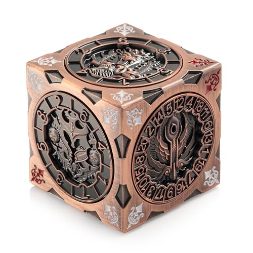 Spinner DND Dice Cube, DNDND 7-in-1 Spinning Dice Set with Gift Box for Dungeons and Dragons D&D Tabaltop Ideal Collector's Gift for Dungeon Masters (Copper) - color: Copper