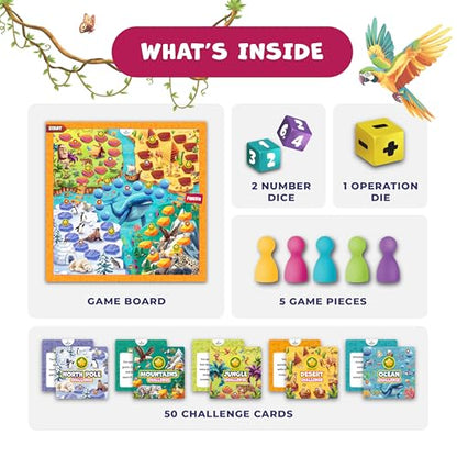 Number Hunter Math Board Game for Kids 5-7, 1st Grade & Kindergarten | Addition and subtraction game, STEM toy for 5+ year old, homeschool essentials, classroom learning, family game night