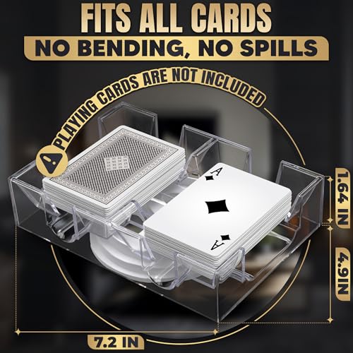BURIUS 2 Deck Card Holders for Playing Cards, Revolving 360, 7.2 x 4.9 In | Canasta Card Tray for Adults, Organizes Multiple Decks, Lightweight Durable Plastic, a Smooth Swivel Base, for Poker Nights
