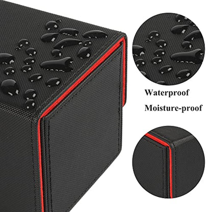 AEGIS GUARDIAN Card Deck Box for MTG, Commander Deck Box Hold 120+ Sleeved Cards, Leather Strong Magnet Card Deck Case Holder for Magic Cards TCG CCG, Red Inner - color: 1-1