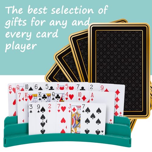 Three-Layer Design Playing Cards Holders，Playing Card Holder for Kids Adults Hands Free Card Holder for Family Card Game Nights Poker Parties - color: Green(2pack)