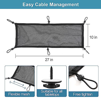 Cable Management Mesh Under Desk Kit, Privacy Net, 36PCS Table Flexible Wire Organizer, Extra Large Capacity Kit Desk, 27 x 10 Inches - size: 6 holes