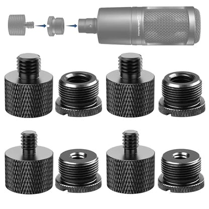Mic Stand Adapter Set 8 pieces Metal Microphone Stand Screw Thread Adapter 5/8 Female to 3/8 Male 3/8 Female to 5/8 Male 5/8 Female to 1/4 Male 1/4 Female to 5/8 Male Tripod Adapter ADP02A Blck - color: 9 ADAPTER