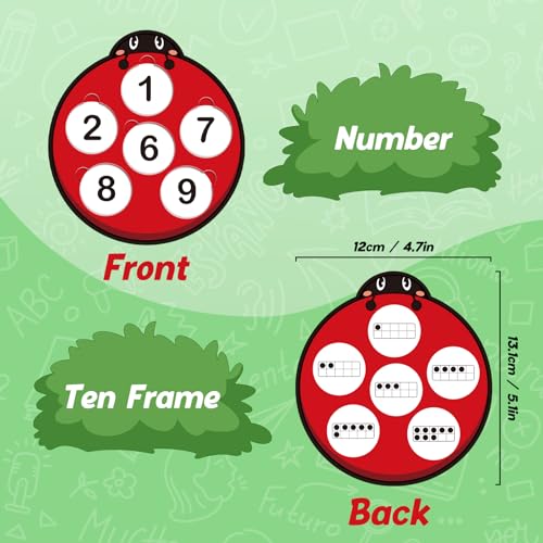 Kasfalci Number Games for Kids Toddlers,Ten Frame Set,Math Games,Math Manipulative,Addition & Subtraction Flash Cards,Ladybug Counting Toys,Matching Board Games,Preschool Classroom Must Haves