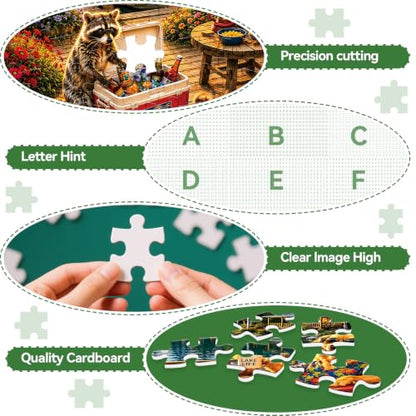 300 Piece Jigsaw Puzzle for Kids & Adults – Lake Life Scene with Golden Retriever, Boat, Cabin, Sunset Lake View & Outdoor Deck, Family Puzzle Gift for Boys Girls Ages 8+, 20.5 x 15 in - color: Lake Life