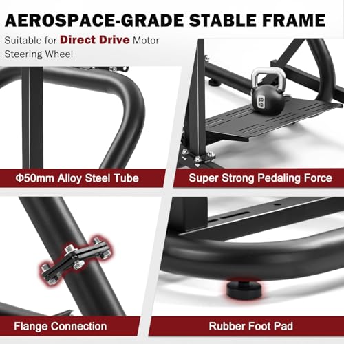 Supllueer Racing Sim Cockpit with Ergonomic Seat and Single Monitor Stand | 50mm Large Round Tube Simulator Stand Fit for Logitech/Fanatec/Thrustmaster G27 G923 G920 , No Steering Wheel Shift Pedal TV