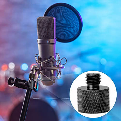 Mic Stand Adapter 3/8 Female to 5/8 Male Microphone Stand Adapter and 5/8 Female to 3/8 Male Mic Thread Adapter for Blue Yeti Snowball Boom Arm Mic Stand Mount to Tripod, Combo 8 Pack by ChromLives - color: black