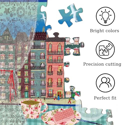 Puzzles for Adults 1024 Pieces, Street Scene by the Window Jigsaw Puzzle with 1:1 HD Poster, Perfect Interlocking No Dust, Stress Relief Ideal Gift for Family Games - color: Street Scene By the Window