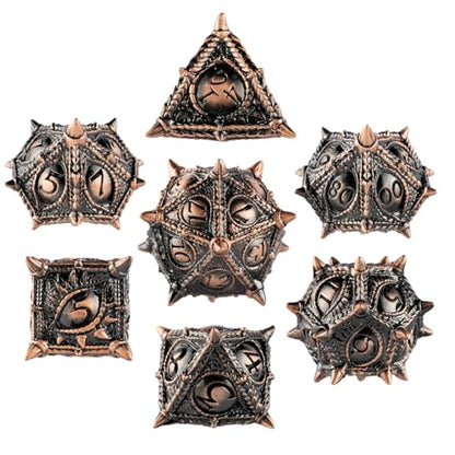 Surpass Metal DND Dice Set - Polyhedral Dragon Eye Dice for Dungeons and Dragons, RPG, Role Playing Games, Pathfinder (Red Copper) - color: Red Copper