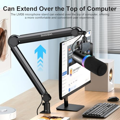 Microphone Arm,SEMNLAN LM08 Desk Adjustable Mic Boom Arm Stand,Suitable For Blue Yeti,Snowball iCE, HyperX QuadCast,SoloCast,Elgato Wave,Etc