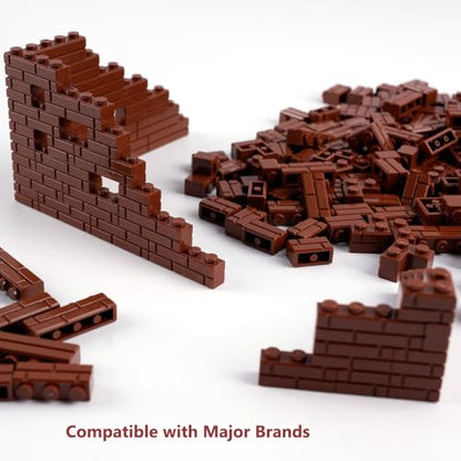 Classic Wall Bricks Building Block: 340 PCS Masonry Profile Brick Parts and Pieces Sets(Brown) - color: Brown