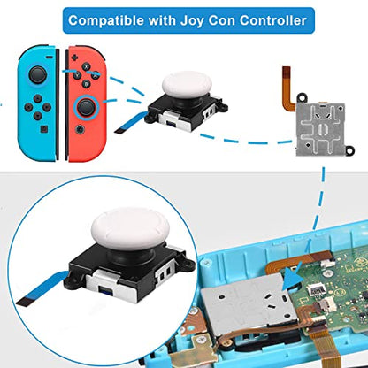 Joycon Joystick Replacement 4 Pack, 3D Replacement Joystick Analog for Nintendo Switch Joycon, Left/Right Thumb Stick with Thumbstick Grips