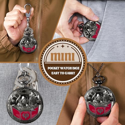 D&D Dice Set,7PCS Metal Dice for Dungeons and Dragons,Mini Dice Set with Pocket Watch Case,Role Playing Board Games Accessories (DM, Black) - color: Black, style: DM