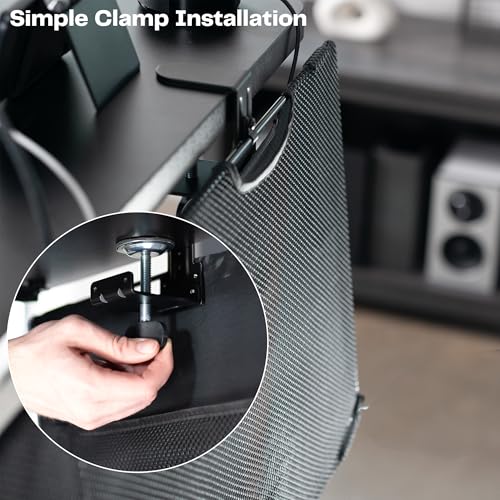 VIVO Black Clamp-on 60 inch Desk Cable Management Sleeve, DESK-SKIRT-60P | Privacy Desk Skirt, Cable Organizer, Wire Hider Kit Panel System - size: 60" Panel