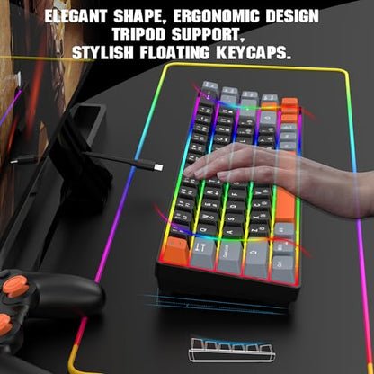 Snpurdiri 60% Percent Gaming Keyboard (68 Keys, Black-Grey-Orange) | Compact RGB Backlit Small Gaming Keyboard for Windows, PC, Laptop - color: Black Grey Orange