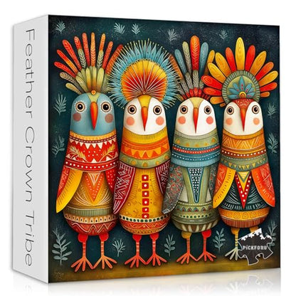 Bird Puzzles for Adults 1000 Piece, Funny Nature Fantasy Animal Abstract Jigsaw Puzzle, Colorful Whimsical Cute Puzzles Challenge - style: Whimsical Bird Puzzles