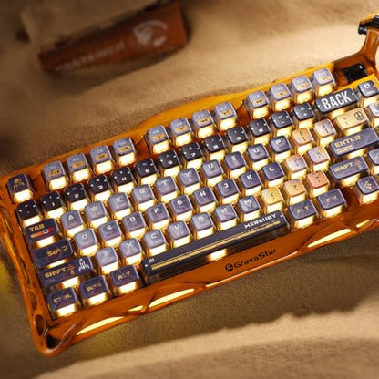 GravaStar Mercury K1 Pro Wireless Gaming Keyboard, Handcrafted Aluminum Alloy Mechanical Keyboard, 75% Layout, Hot-Swappable RGB Custom Keyboard with Linear Switches 【Battle-Worn Yellow】 - color: Battle-Worn Yellow