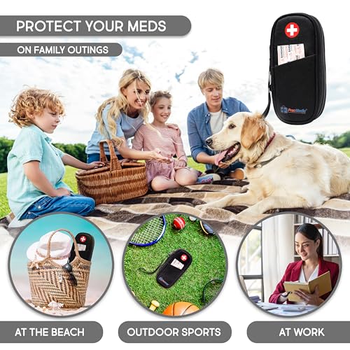PracMedic Bags Epi Pens Carrying Case- Insulated Epipen Carry Case (Black) | Holds 2 Epi Pens, Auvi-Q or Neffy, Inhaler & Antihistamine. Medical Case for Allergy, Asthma & Diabetes Medicines - color: Black
