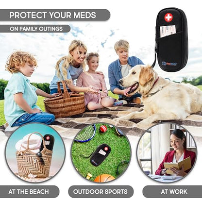 PracMedic Bags Epi Pens Carrying Case- Insulated Epipen Carry Case (Black) | Holds 2 Epi Pens, Auvi-Q or Neffy, Inhaler & Antihistamine. Medical Case for Allergy, Asthma & Diabetes Medicines - color: Black