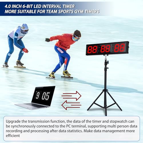 Fitness Timer with Stopwatch Button, Suitable for School/exam/Home Exercise/Gym/Gym SMAHEAT Electronic Fitness Timer (4.0 inch six bit All red PC Transmission Model) - color: 4.0 Inch Six Bit All Red Pc Transmission Model