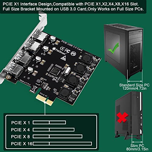 4 Ports Superspeed 5Gbps USB 3.0 PCI Express Expansion Card for Windows 11, 10, 8.x, 7, Vista, XP Desktop PCs, Built in Self-Powered Technology, No Need Additional Power Supply (FS-U4-Pro) - style: FS-U4-Pro