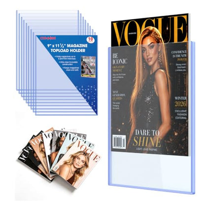 10ct 9“x11.5” Magazine Toploaders - Rigid Clear Protectors for Collectible | Protect Magazines from Scratches, Dust and Moisture, Rigid Clear Holders Keep Collectibles Flat & Clean, Storage and Display - size: 10ct 9" x 11.5" Magazine Toploader