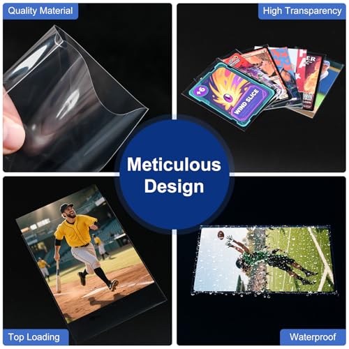 800 Pcs Soft Trading Card Sleeves, Top Loading Penny Card Sleeves for Standard Cards 2.5" X 3.5"，Ultra-Clear Card Protector for Game Cards, Baseball,Sports Cards,Mini Photos