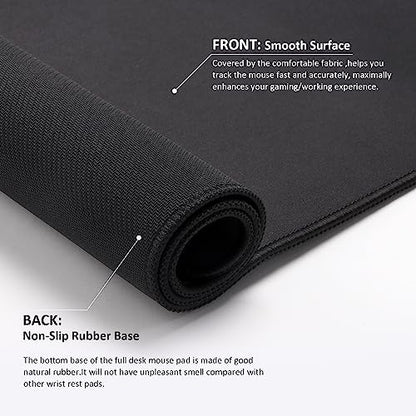 Large Gaming Mouse Pad with Stitched Edges,[35.4x15.7In] Extended Mouse Pad with Non-Slip Natural Rubber Base for Gamer/Desktop/Office/Home-90x40 Heius - color: 90x40 Heius