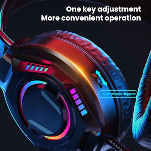 ASHATA Wired Gaming Headset, Computer Headset with Noise Cancelling Mic, 7.1 Surround Sound RGB Headphones 50mm Driver Unit Memory Foam Earpads, 3.5mm Wired (Black) - color: Black