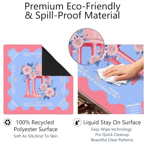 Elegant Mahjong Mat with Rules, 31.5*31.5in Anti Slip American Mahjong Mat for Table, Noise Reduction, Neoprene Mah jongg Mats with Carrying Bag & 3 Dices, Mahjong Set Gift, Board Tile Games Mats - color: Floral10