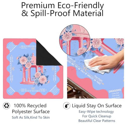 Elegant Mahjong Mat with Rules, 31.5*31.5in Anti Slip American Mahjong Mat for Table, Noise Reduction, Neoprene Mah jongg Mats with Carrying Bag & 3 Dices, Mahjong Set Gift, Board Tile Games Mats - color: Floral10