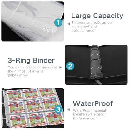 Trading Card Binder with Sleeves 9 Pocket Premium 720 Double Sided Pocket PU Card Collection Binder, Collectible Albums Card Folder for MTG, TCG, Sports Cards - color: CARBON FIBER BLACK 01