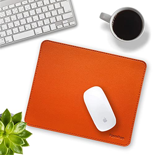 Leather Double Side Mouse Pad With Stitched Edge - Waterproof Ultra Thin for Computers, Laptop, Office & Home, 10.2 x 8.3 Inch, 1 Pack (Orange) - color: Orange