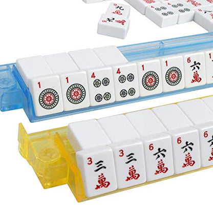 Nova Microdermabrasion American Mahjong Mah Jongg Set 166 Tiles 4 All-in-One Color Rack/Pushers Red Soft Bag Full Size Complete Mahjongg Ma Jong Set (Red) - color: Red