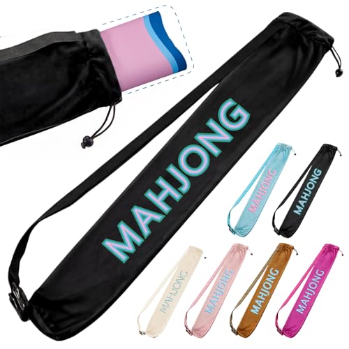 35 Inch Long Velvet Mahjong Mat Bag Cute Double Strapped Drawstring Mahjong Mat Holder Lightweight Carrying Bag for Board Games Outdoor Travel Storage-Mat Not Include(Black,1 Pc) - color: Black