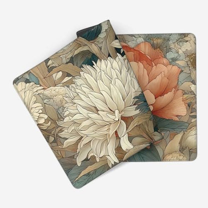 Retro Blossom Boho Floral Large Desk Pad, Anti-Slip Rubber Mouse Pad for Office and School, 35.4" x 15.7" - color: Retro Bohemian style colorful flowers